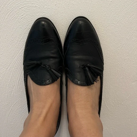 Unisa Shoes Unisa Womens Black Loafer Leather Soled Closed Toe